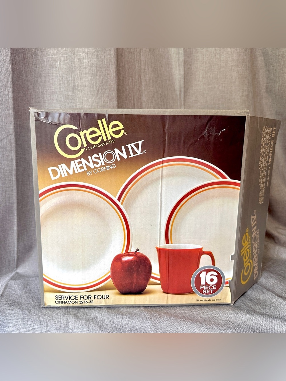 *Vintage* NEW in Box! Corelle Dimension IV Cinnamon 16 Piece Set 4 Place Setting - Picture 2 of 16